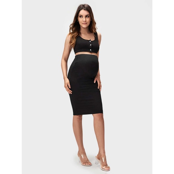 Maternity Elastic Waist Pencil Skirt black - Picture 5 of 5
